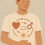 Illustration representing the connection between blood flow, hormones, and energy in men’s health
