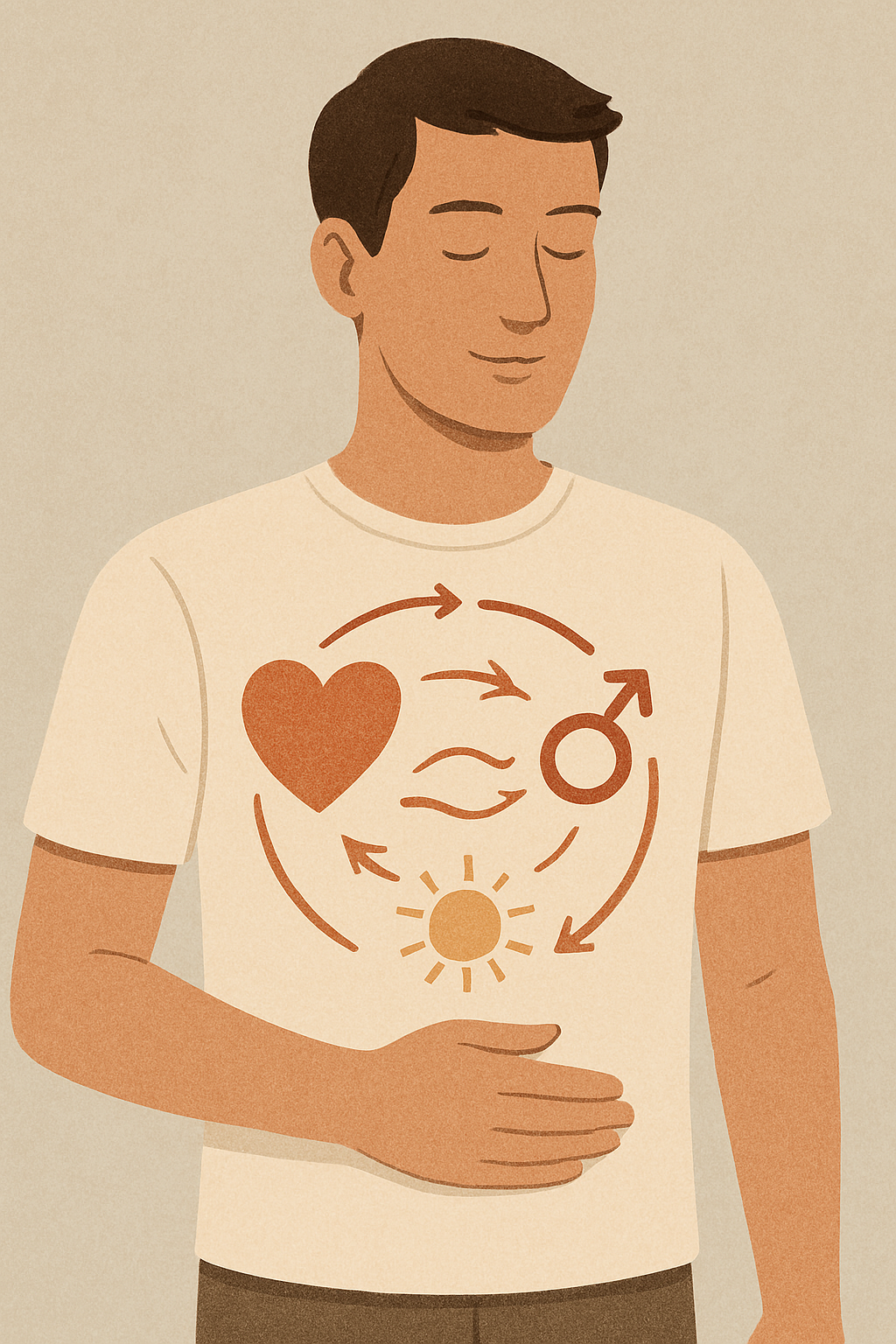 Illustration representing the connection between blood flow, hormones, and energy in men’s health