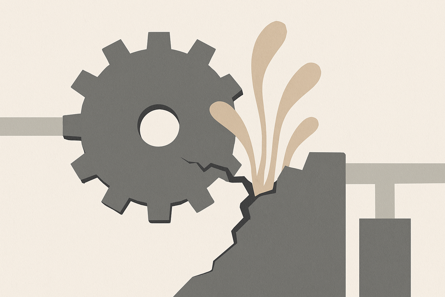 Illustration representing how rigid systems fail when ignoring human energy and biological limits